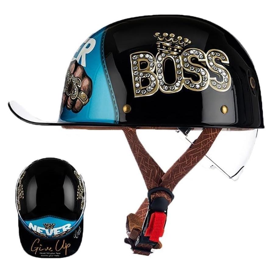 Casco de Media YMKJGZS Retro Aprobado DOT Mediana