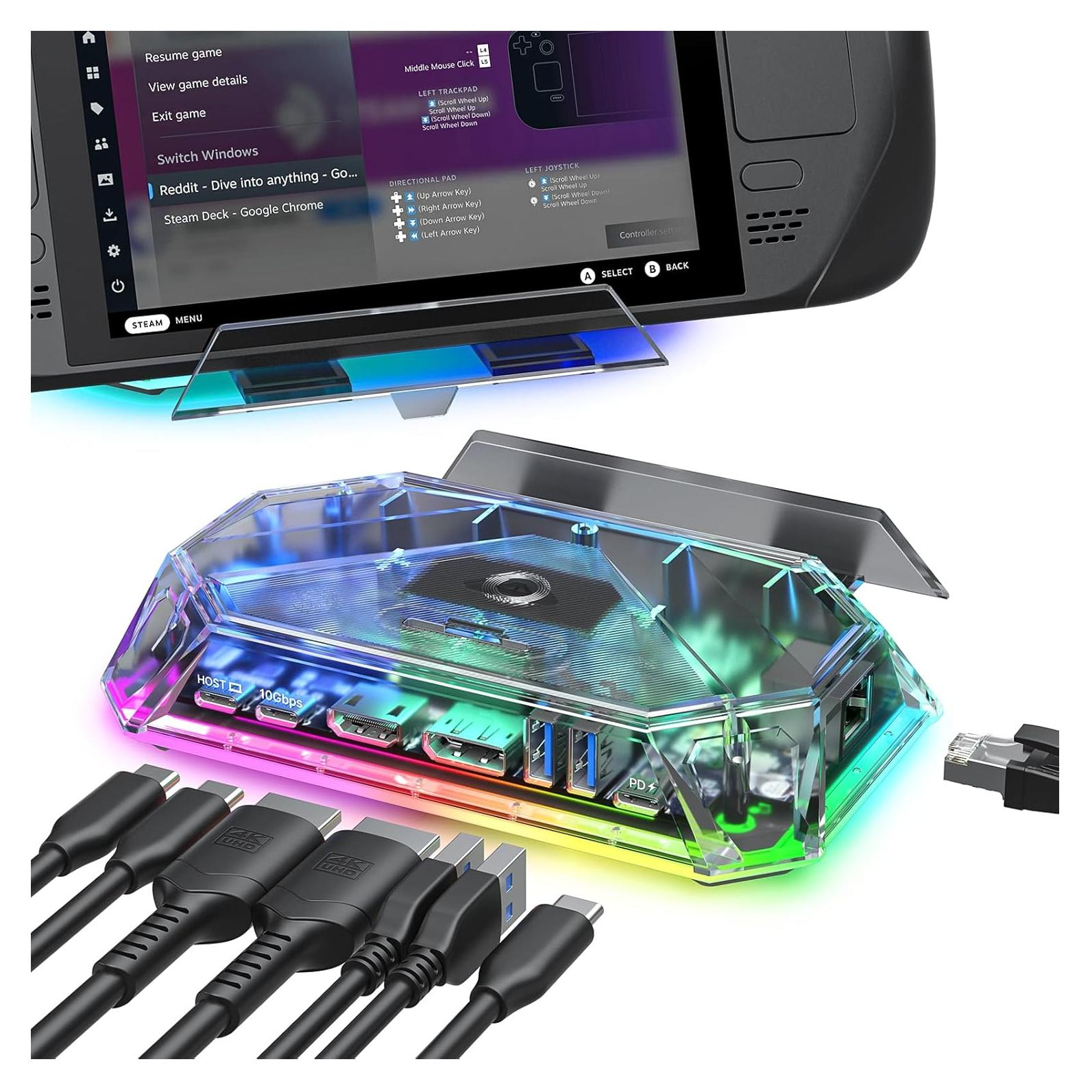 Estación de Acoplamiento RGB JSAUX 12-en-1 para Steam Deck