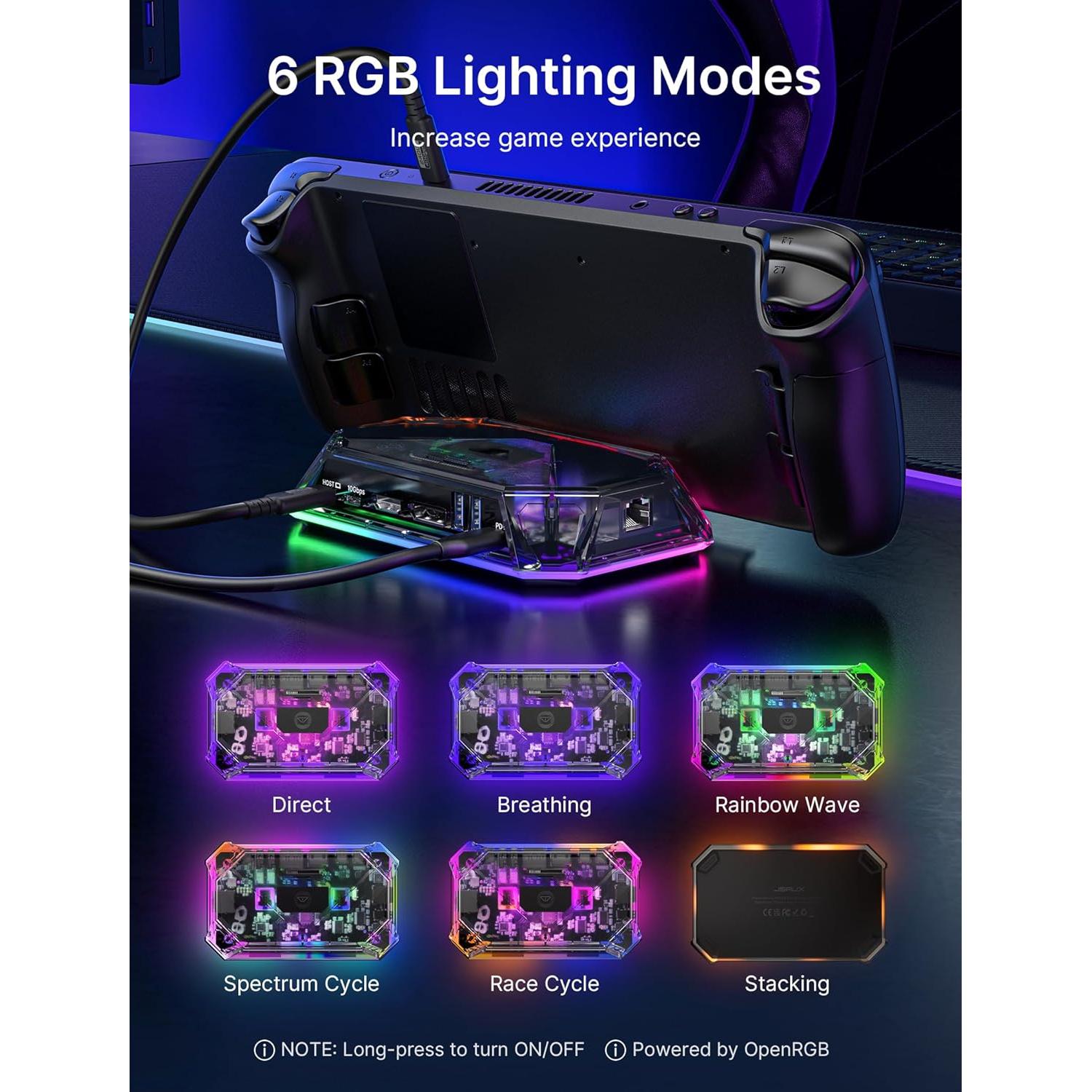 Estación de Acoplamiento RGB JSAUX 12-en-1 para Steam Deck