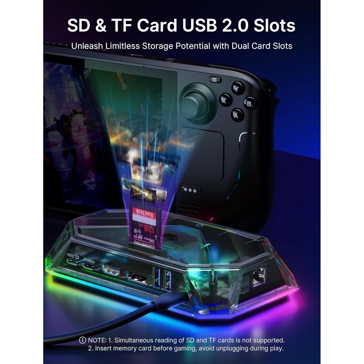 Estación de Acoplamiento RGB JSAUX 12-en-1 para Steam Deck