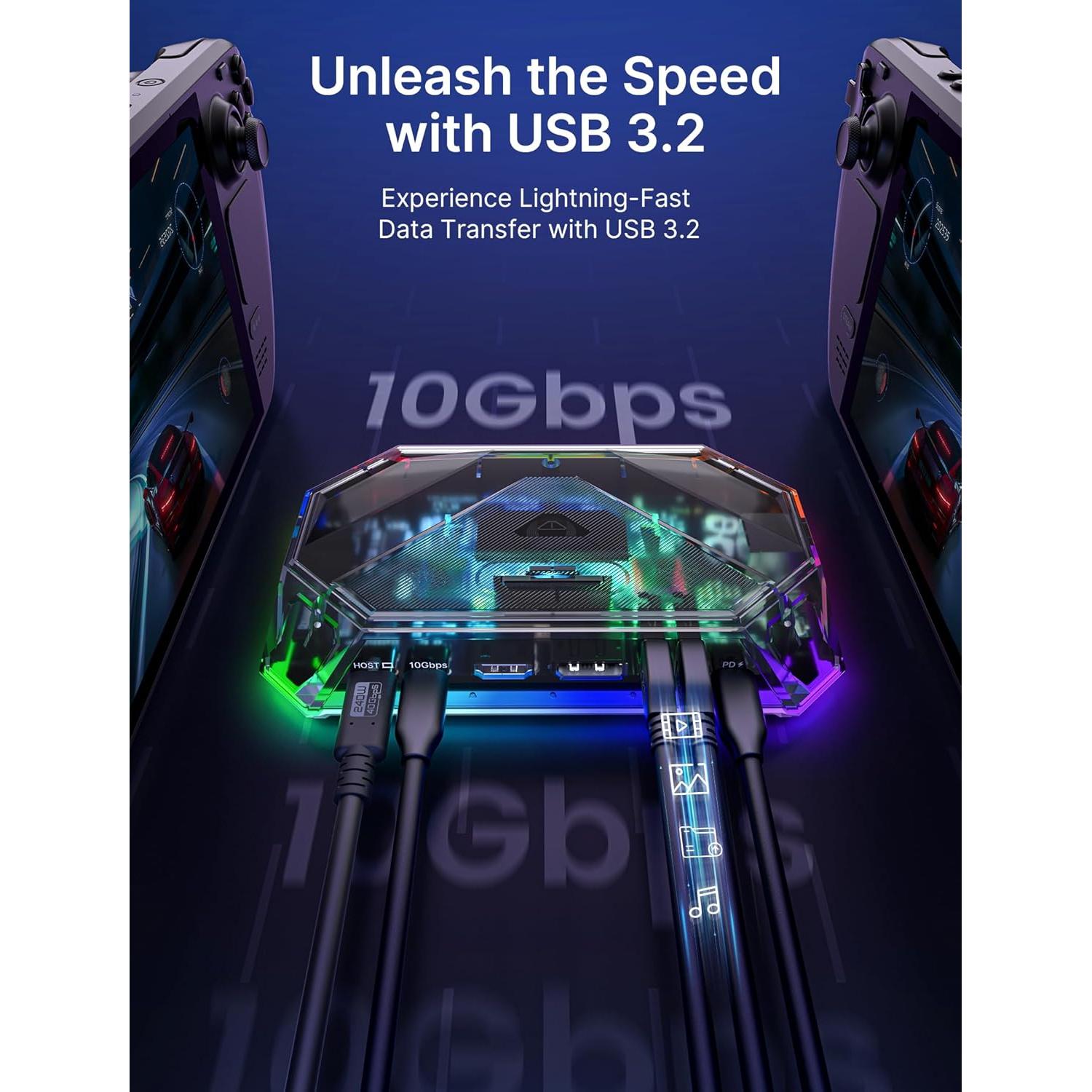 Estación de Acoplamiento RGB JSAUX 12-en-1 para Steam Deck