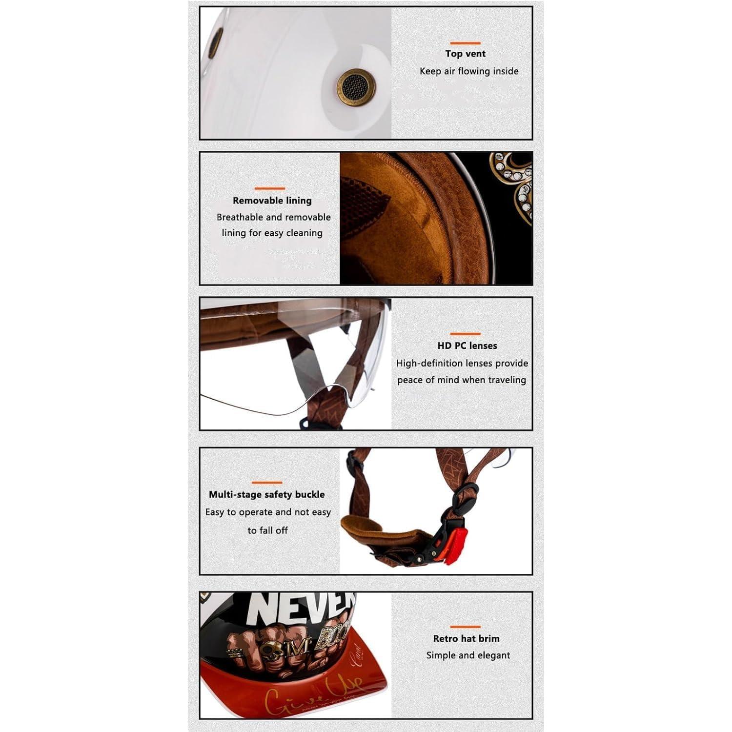 Casco de motocicleta YMKJGZS medio casco grande 58-60cm