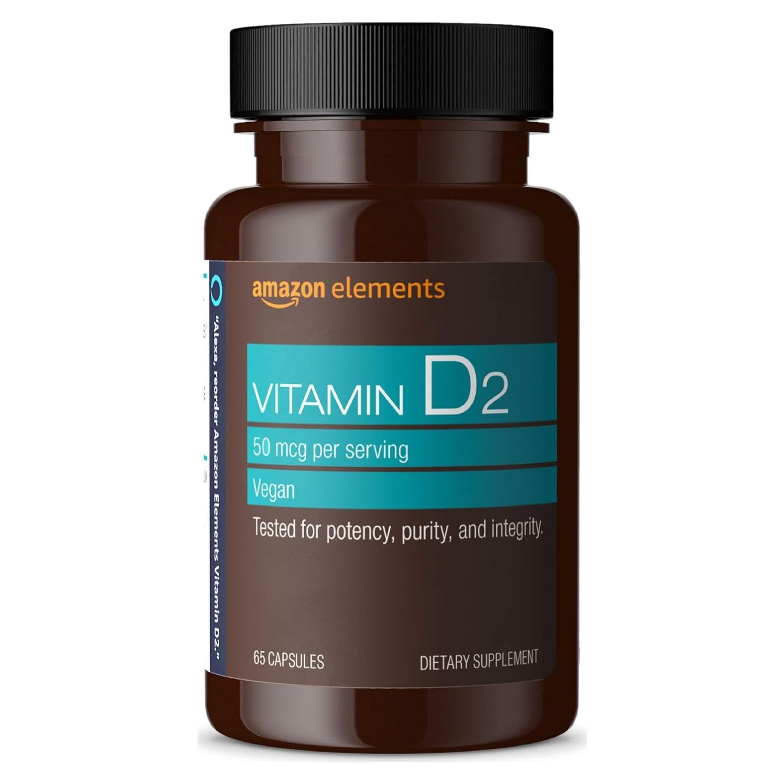 Vitamina D2 2000 UI Vegana Amazon Elements 65 Cápsulas