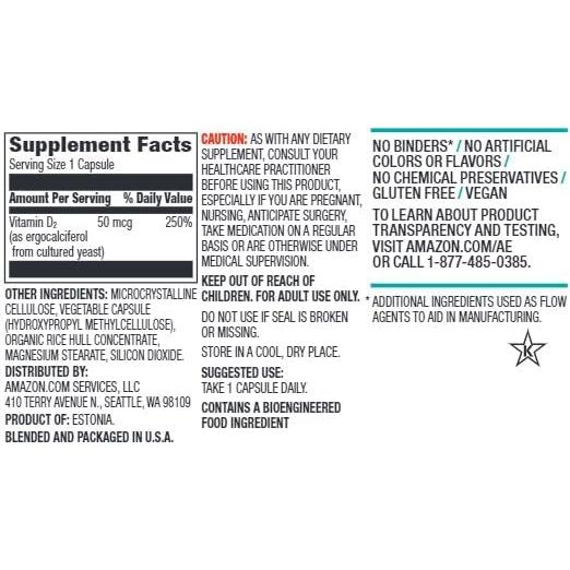 Vitamina D2 2000 UI Vegana Amazon Elements 65 Cápsulas