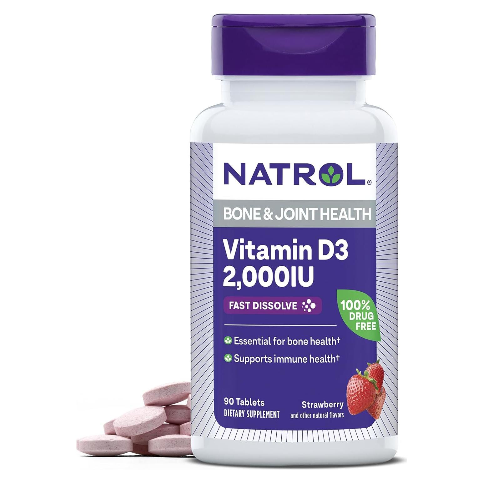 Suplemento Vitamina D3 2000 IU Natrol 90 Tabletas Rápido Disolverse