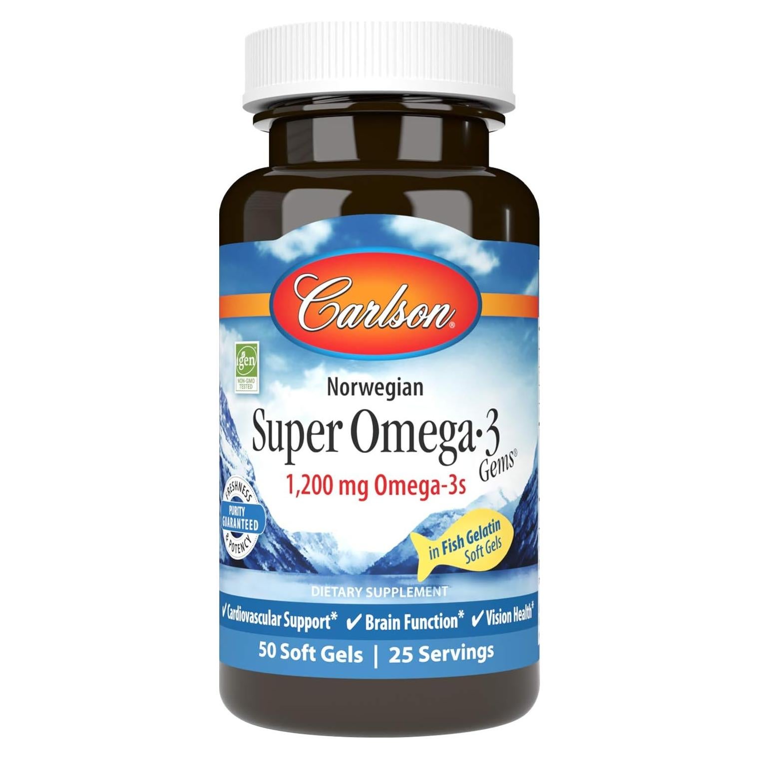 Suplemento Omega-3 Carlson 1200 mg, 50 geles blandos