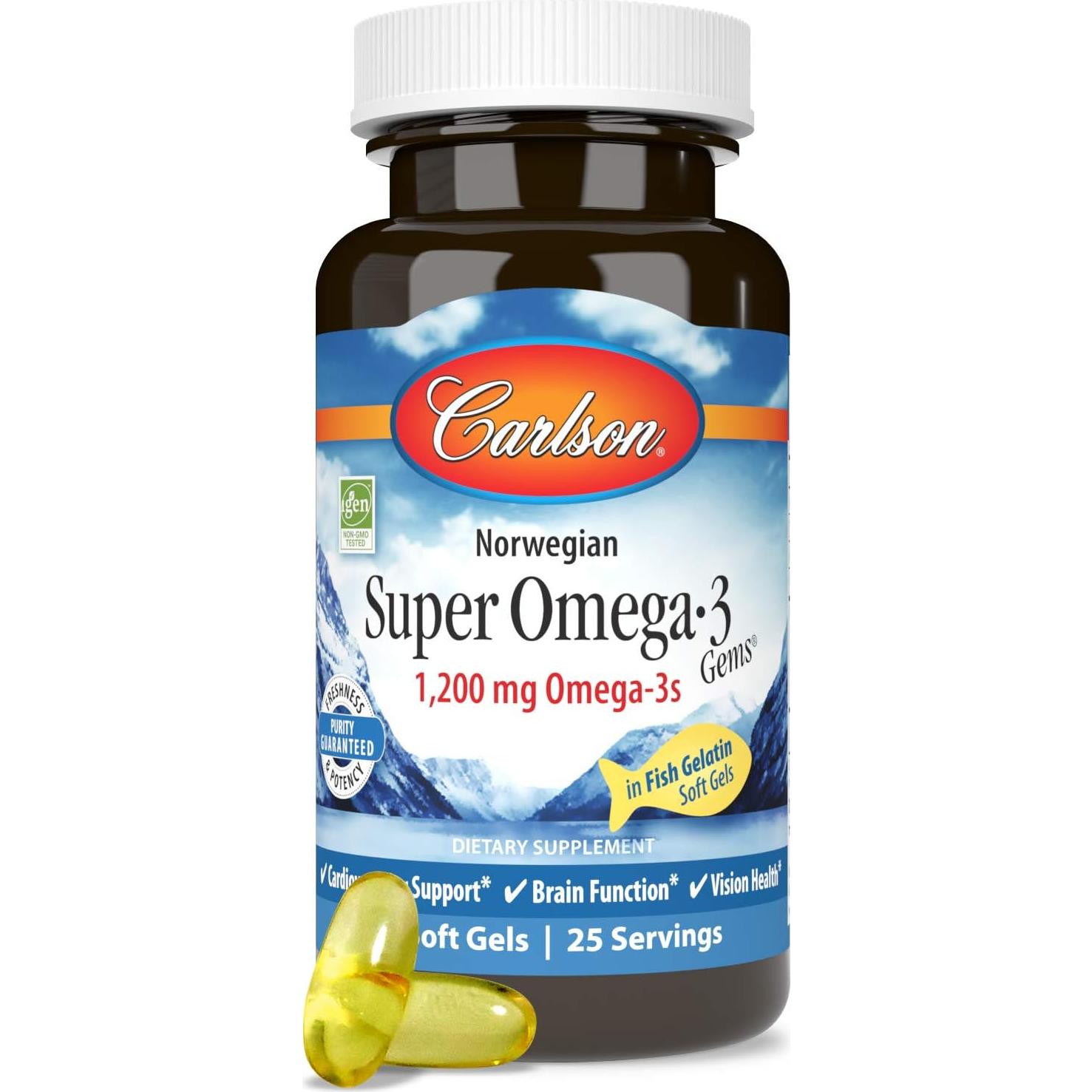 Suplemento Omega-3 Carlson 1200 mg, 50 geles blandos