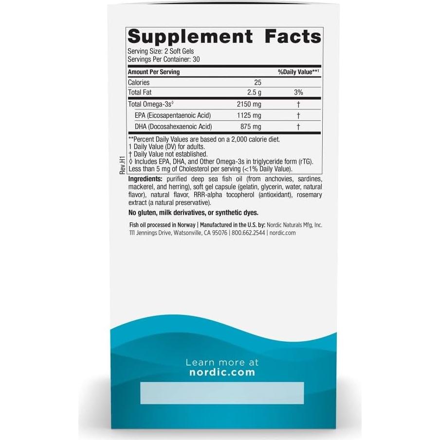 Omega 3 Ultimate Nordic Naturals 2150 mg 60 Gelatinas Limón