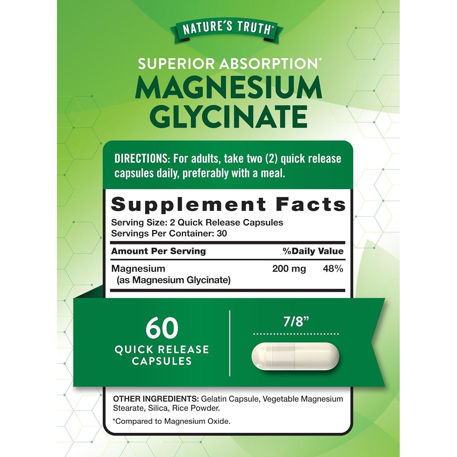 Cápsulas de Magnesio Glicinato La Verdad de la Naturaleza 200mg 60u