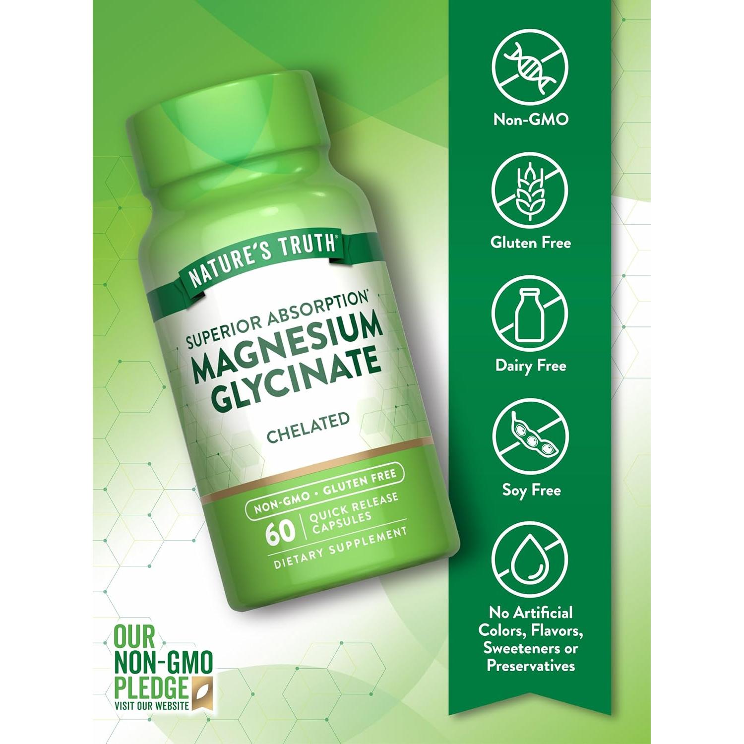 Cápsulas de Magnesio Glicinato La Verdad de la Naturaleza 200mg 60u