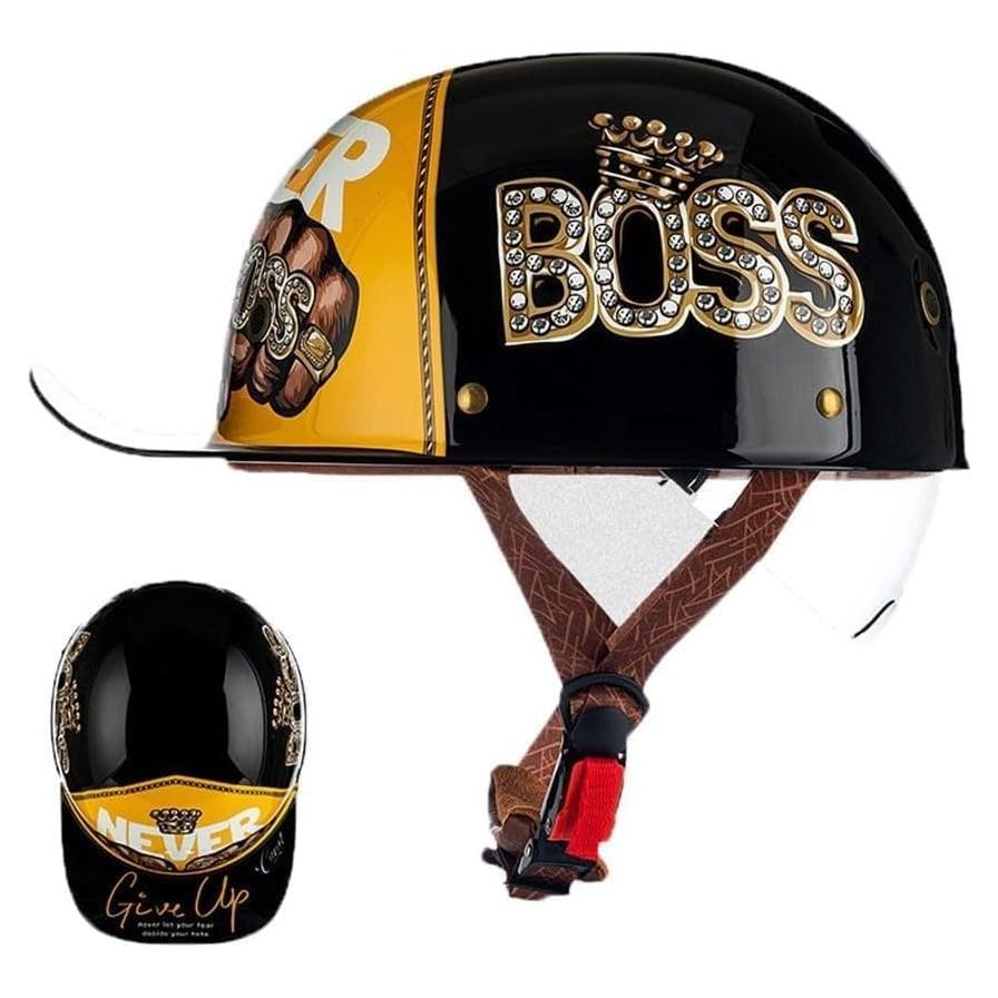 Casco de Motocicleta YMKJGZS Retro Mediano ABS Unisex