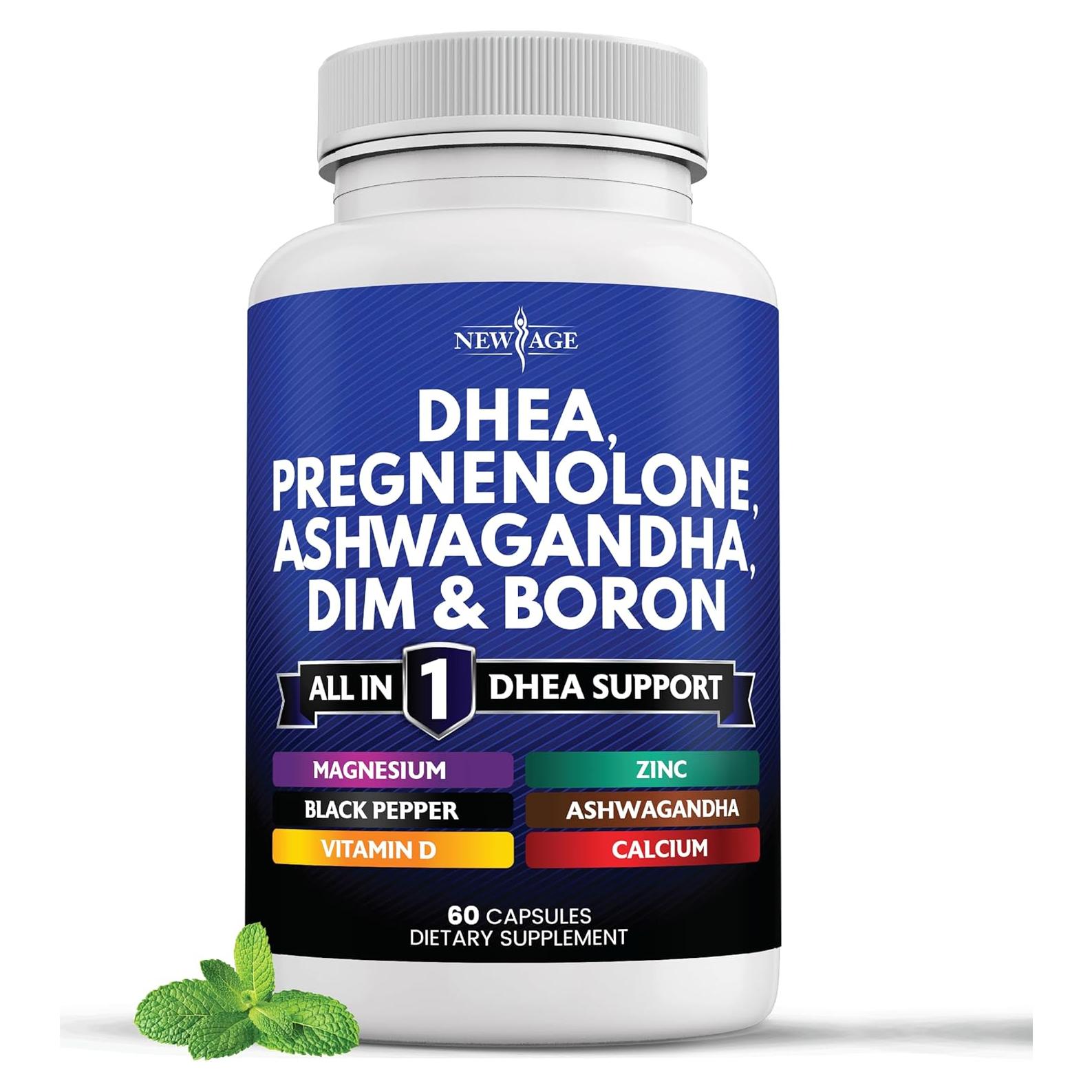 Suplemento DHEA Nueva Era 60 Cápsulas - Pregnenolona, DIM, Ashwagandha