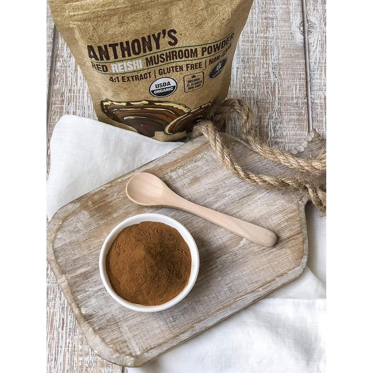 Extracto en polvo de hongo Reishi rojo orgánico Anthony 170 g