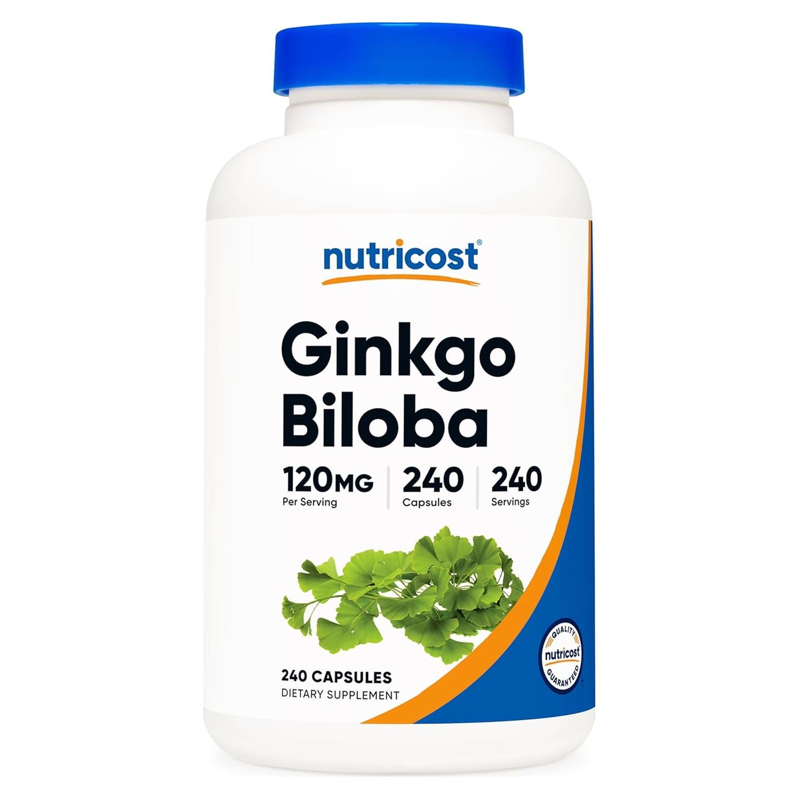 Suplemento Ginkgo Biloba Nutricost 120mg 240 Cápsulas Sin Gluten