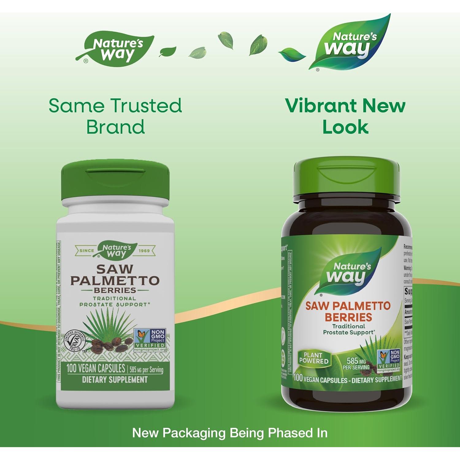 Bayas de Saw Palmetto Nature's Way 585 mg 100 Cápsulas Veganas