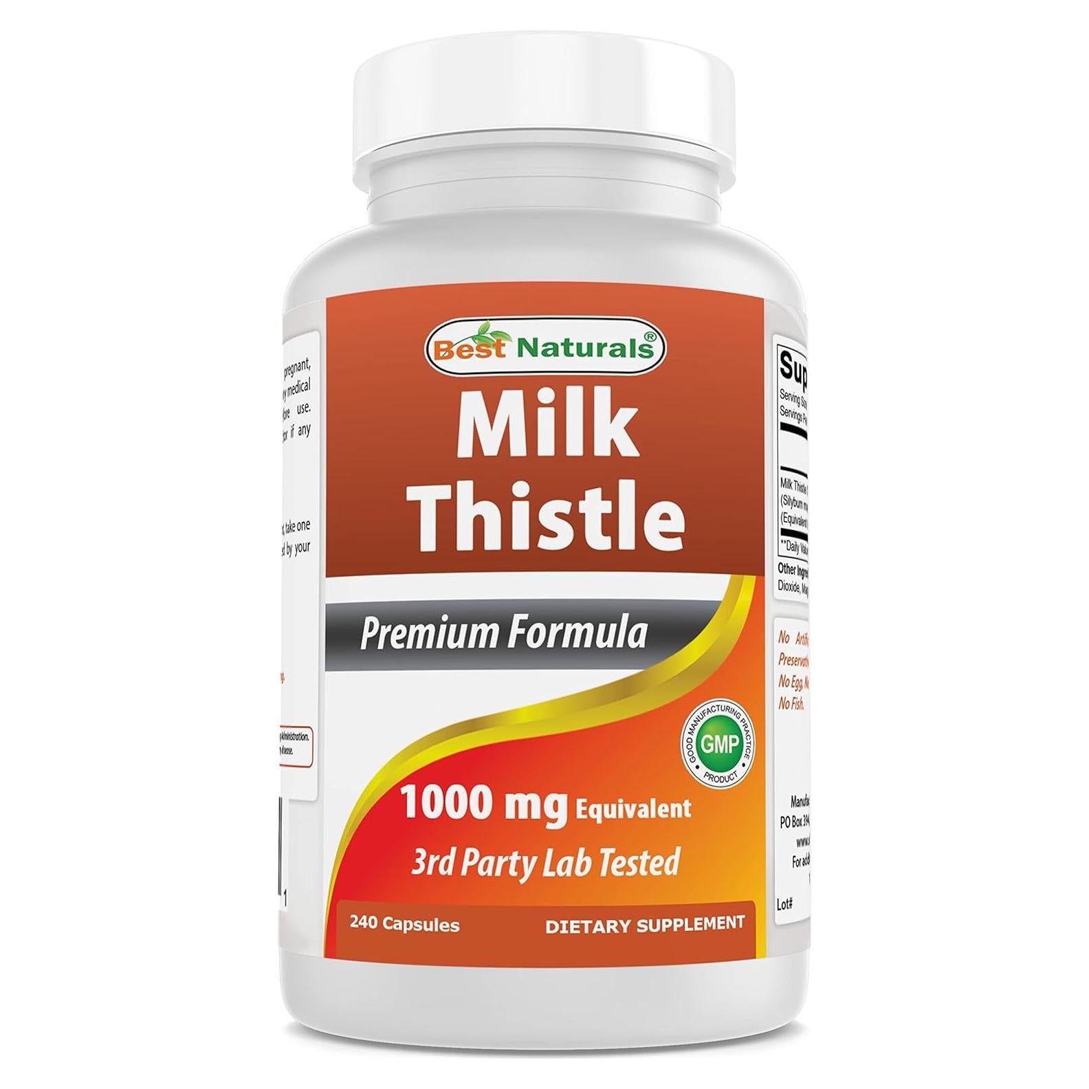 Extracto de Cardo Mariano Best Naturals 1000mg - 240 Cápsulas