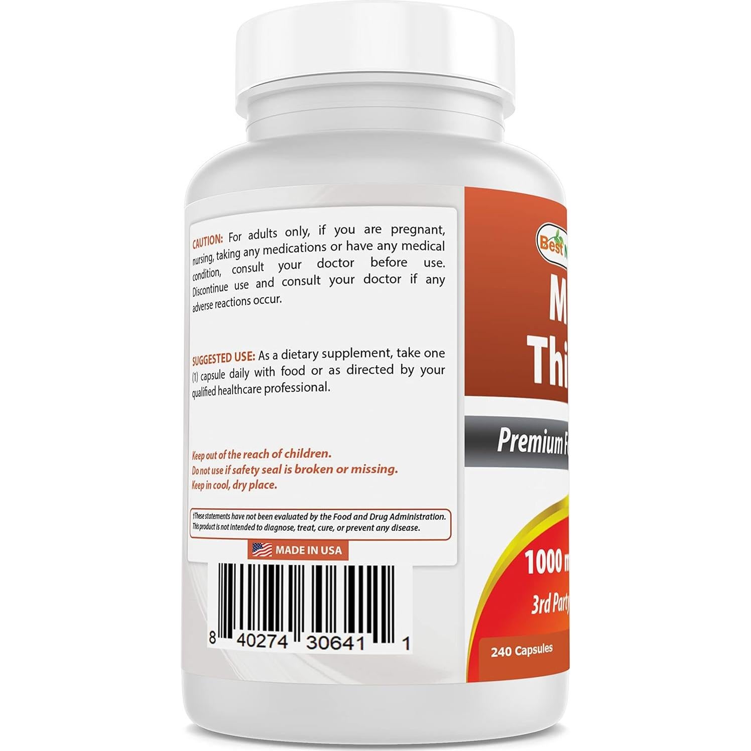 Extracto de Cardo Mariano Best Naturals 1000mg - 240 Cápsulas