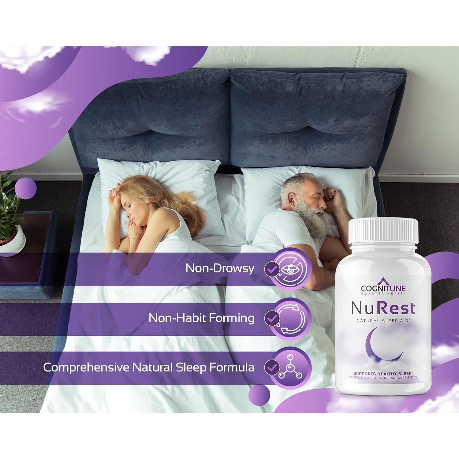 Suplemento Natural para Dormir CogniTune - 60 Cápsulas Sin Somnolencia