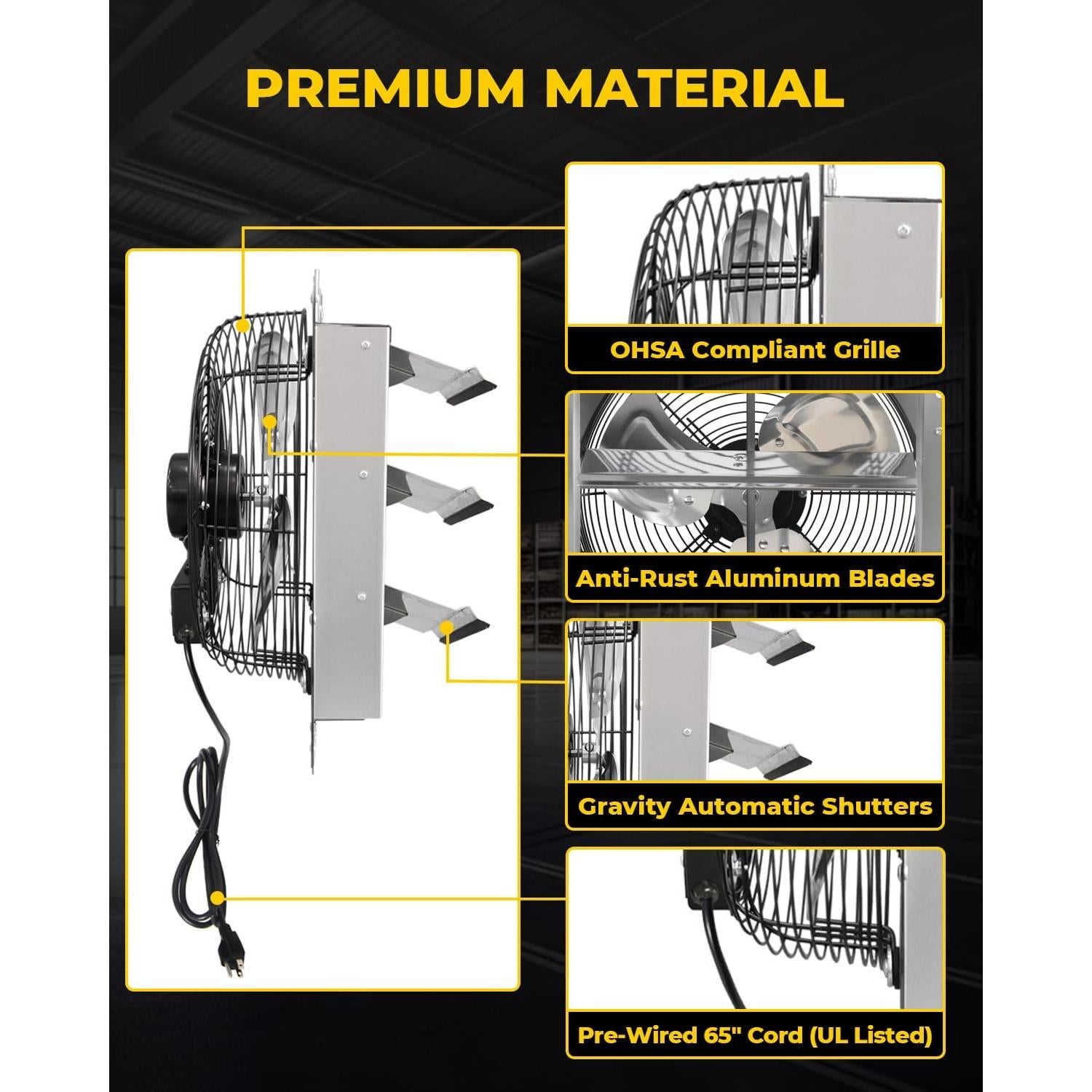 Ventilador de Escape VENTISOL 30.48 cm con Persiana 1450 CFM
