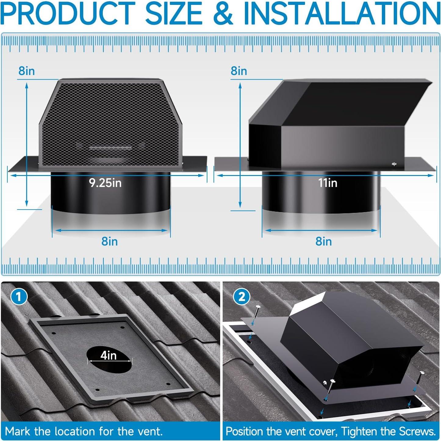Tapa de Ventilación de Techo Hon&Guan 10.16 cm Acero Galvanizado