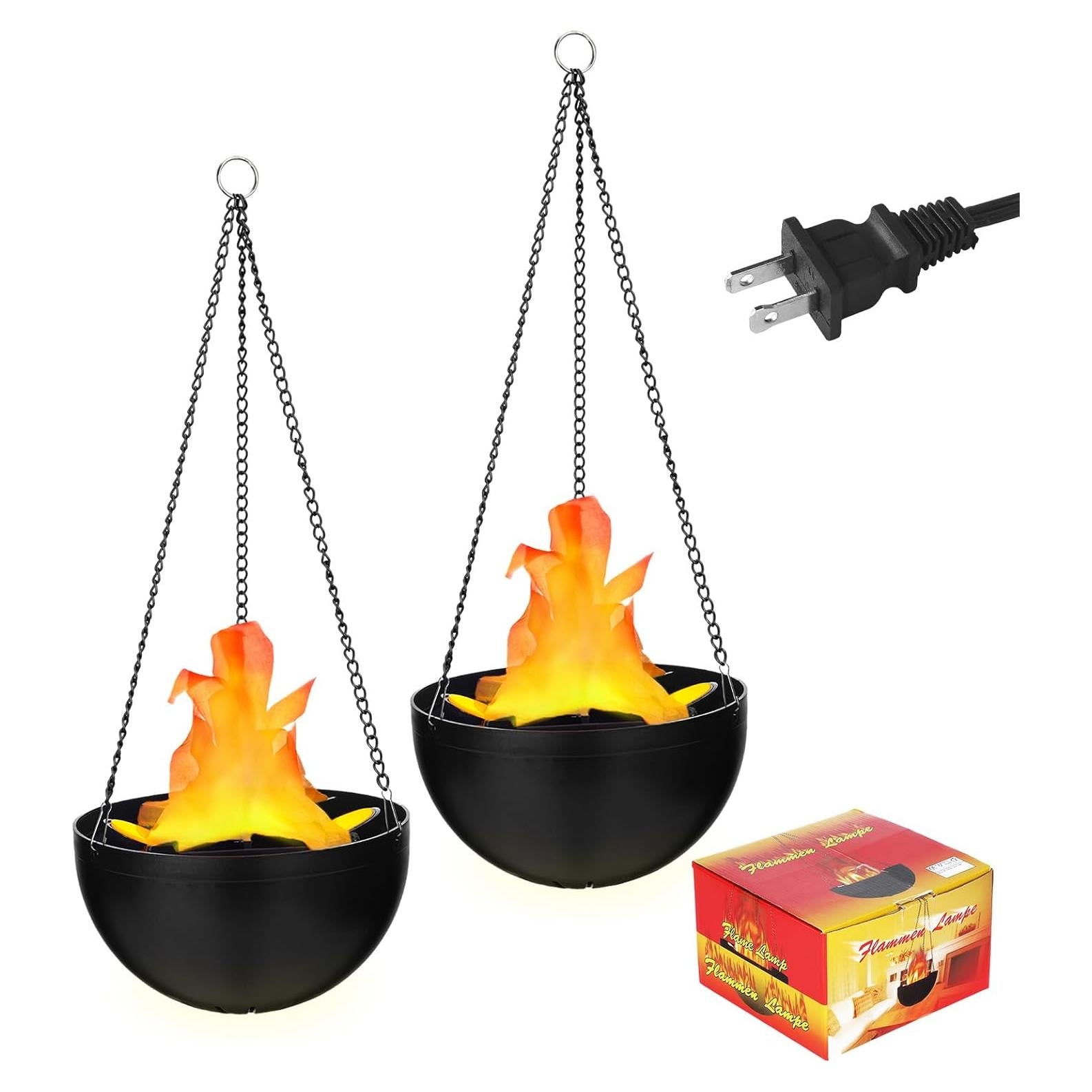 2 Luces LED Falsas de Fuego 3D Baquler 50cm para Decoración