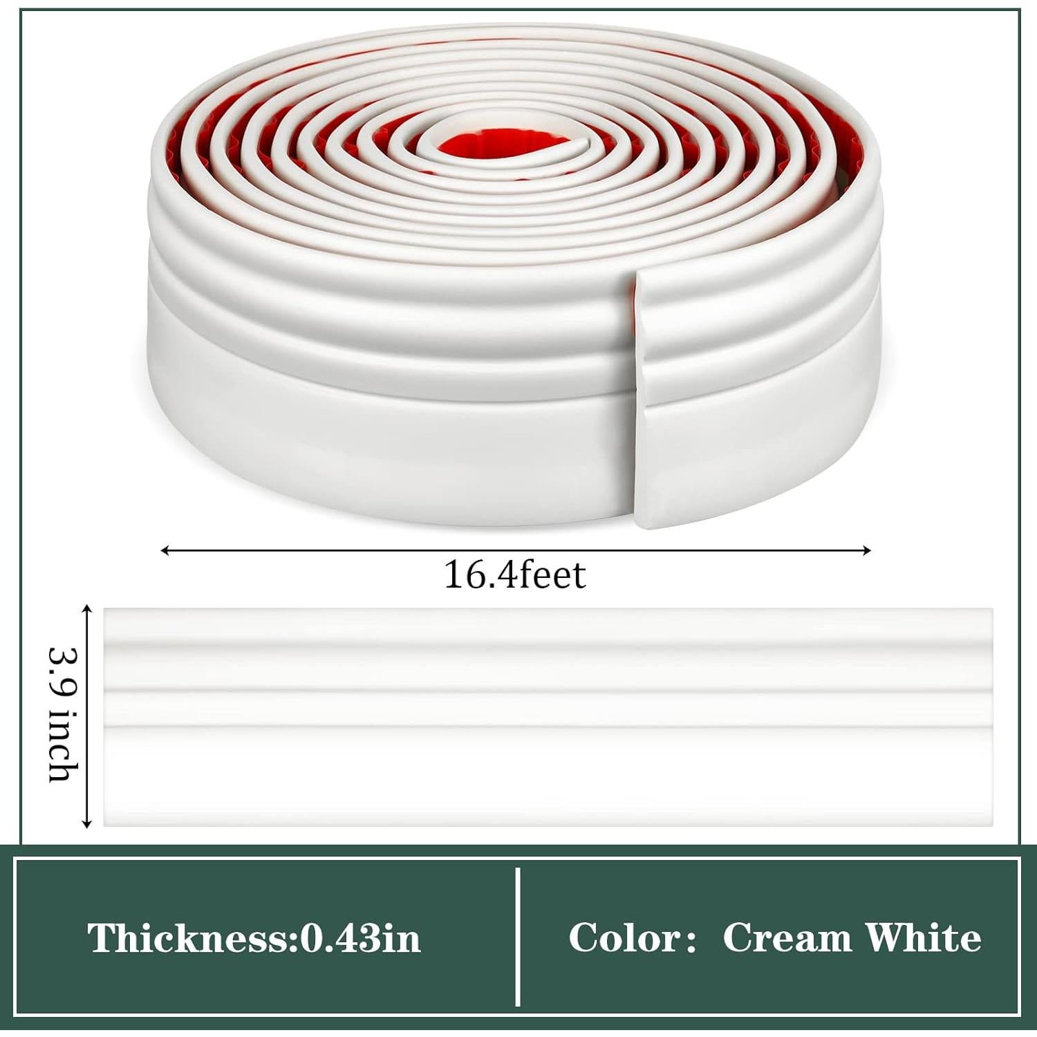 Moldura de Zócalo Autoadhesiva Sasylvia 2 Pcs 5m x 10cm Crema