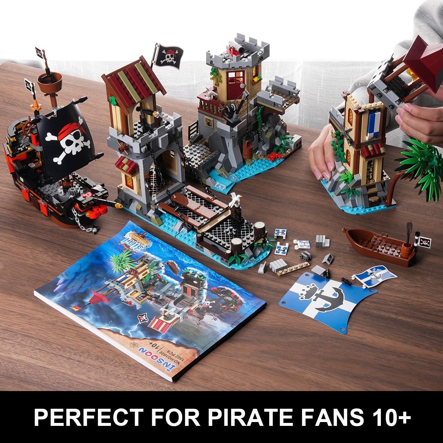 Juego de Construcción Castillo Pirata INSOON 1502 Piezas LED