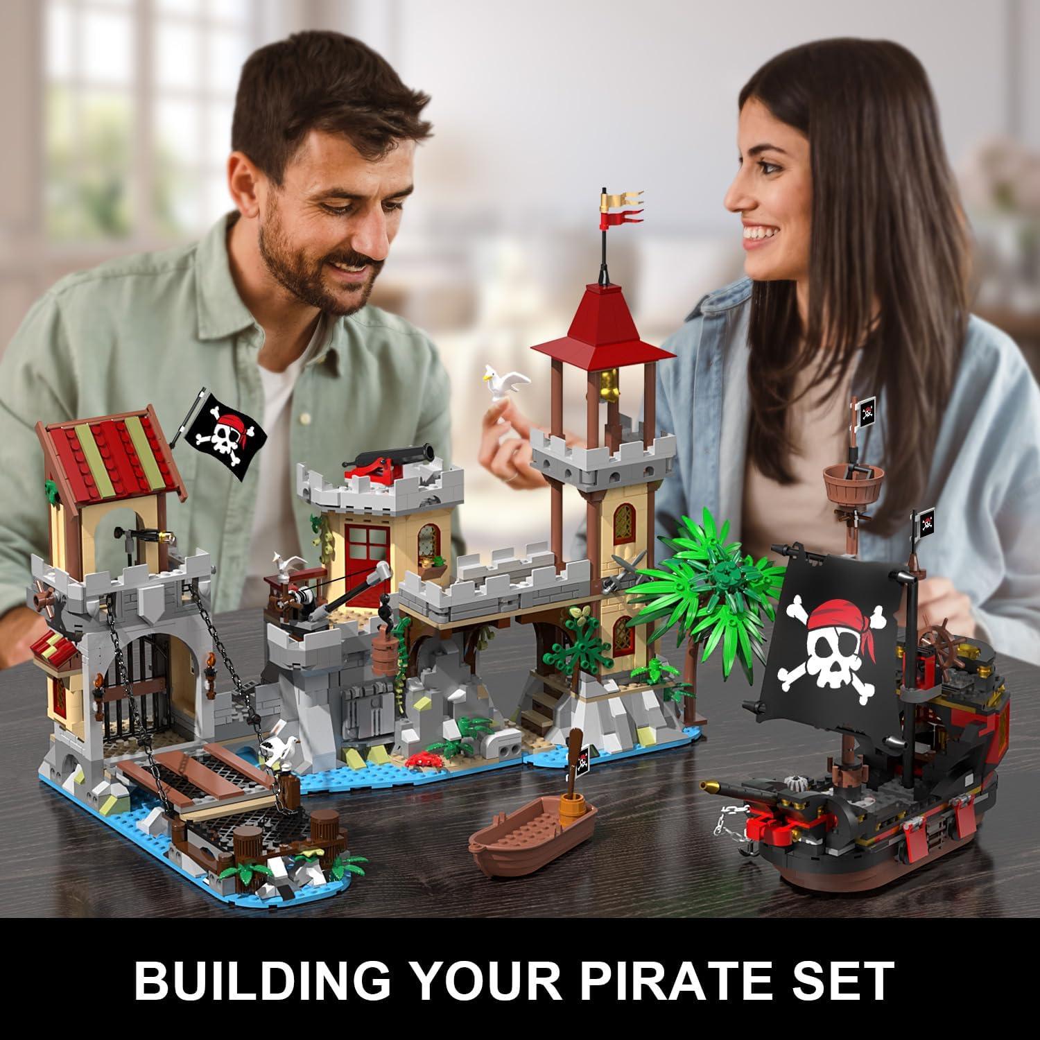 Juego de Construcción Castillo Pirata INSOON 1502 Piezas LED