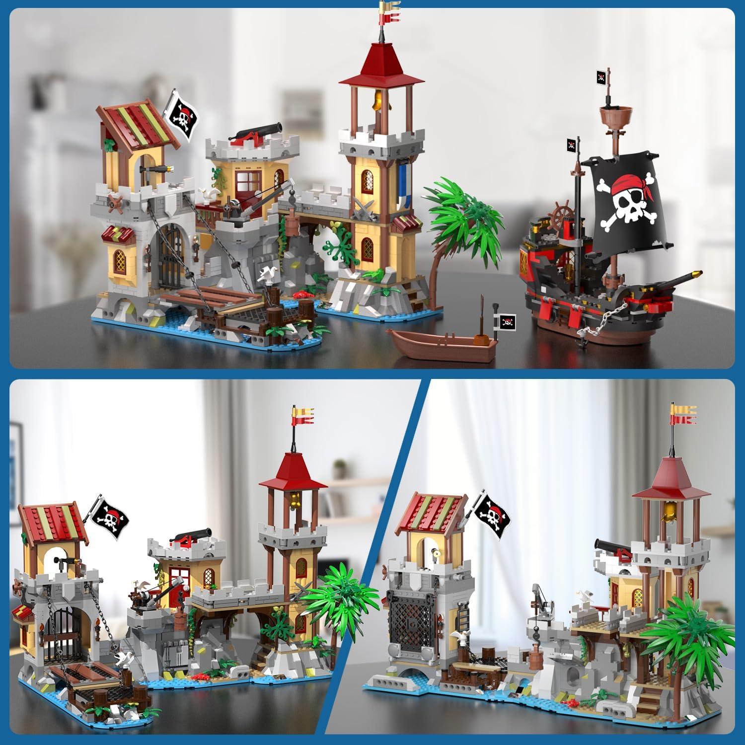 Juego de Construcción Castillo Pirata INSOON 1502 Piezas LED