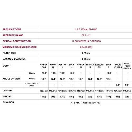Lente Telefoto Samyang 135mm F2.0 Manual para Nikon