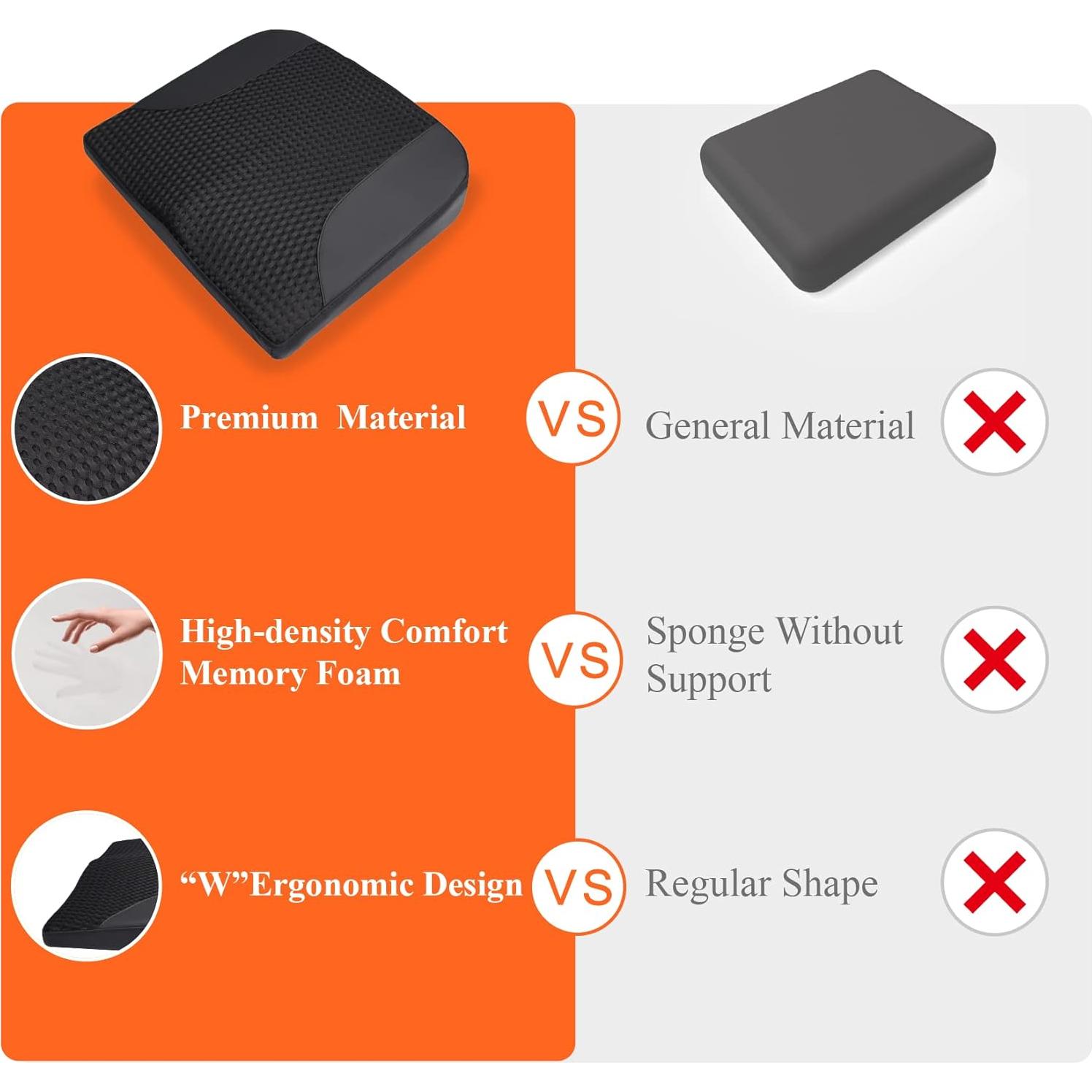 Cojín de Asiento de Coche Kingphenix Espuma Viscoelástica Negro