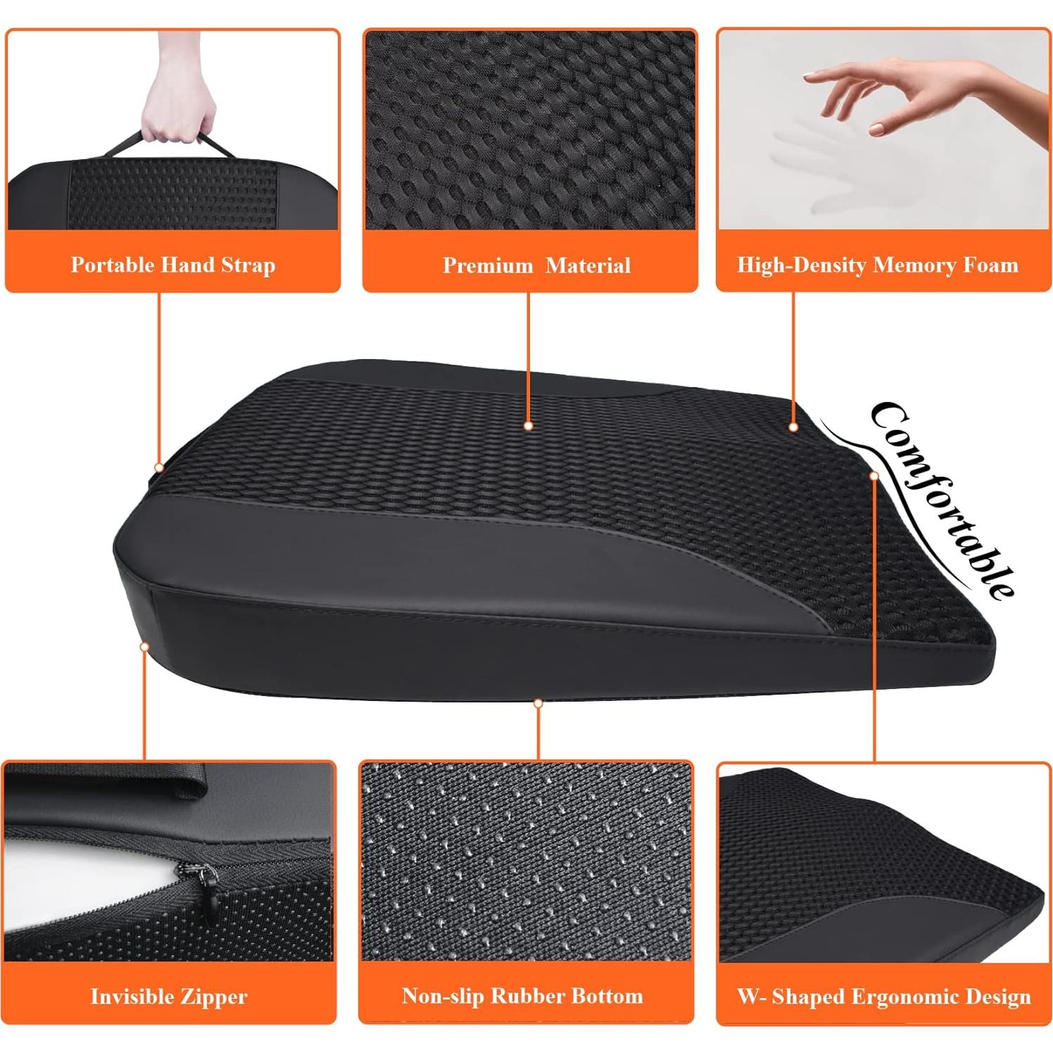 Cojín de Asiento de Coche Kingphenix Espuma Viscoelástica Negro