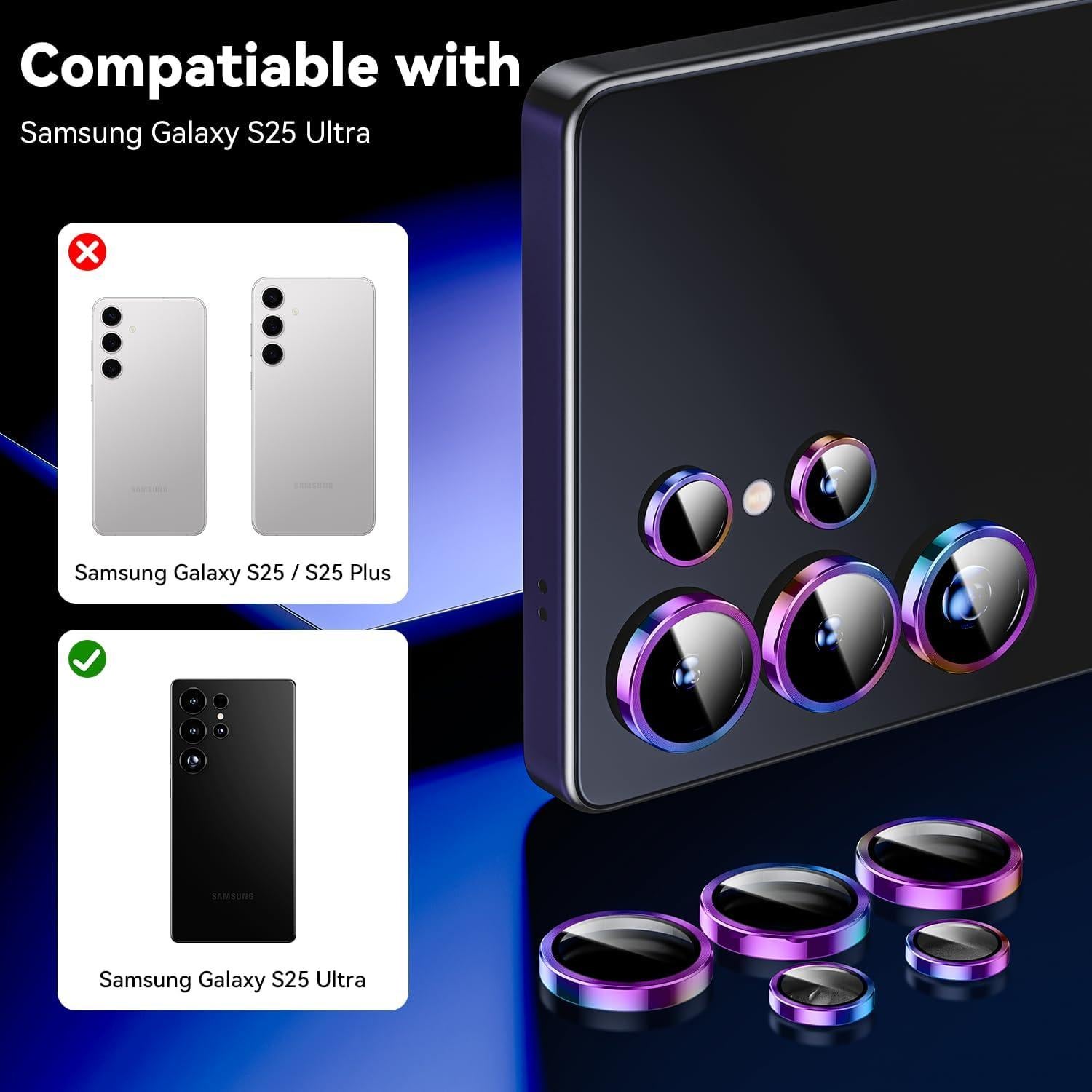 Protector de Lente de Cámara Hoerrye para Samsung Galaxy S25 Ultra