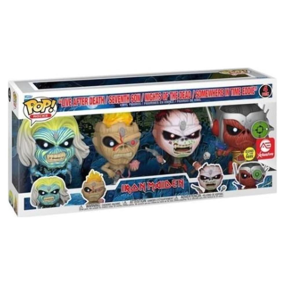 Funko Pop! Iron Maiden Eddie 4 Figuras Brillan en Oscuridad