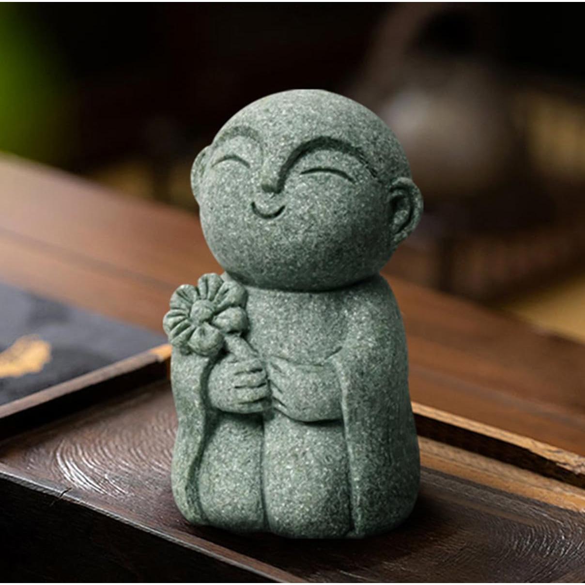 Estatua de Buda Japonés Bosatsu de Arenisca 8 cm - Adorno Feng Shui