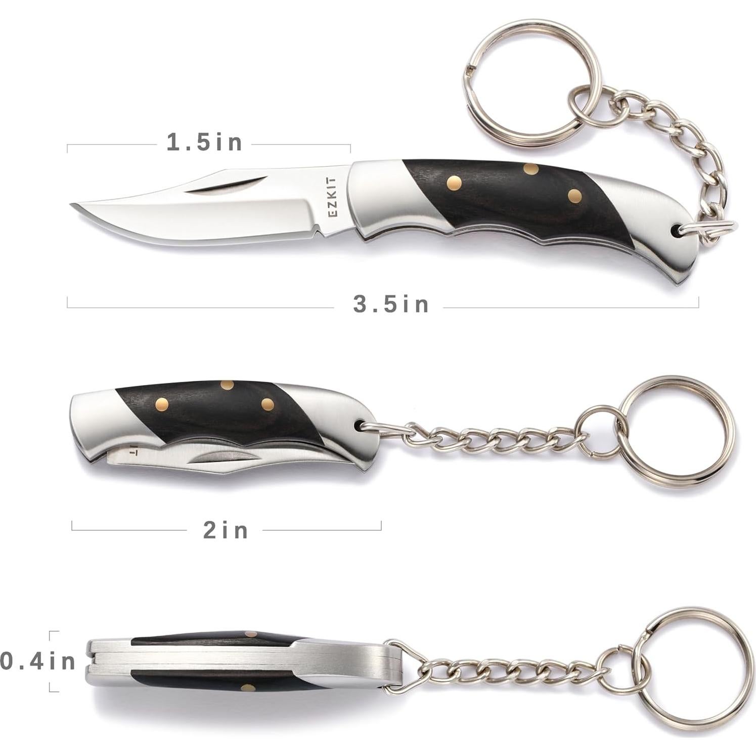 Cuchillo de bolsillo EZKIT 3.81 cm acero inoxidable y madera