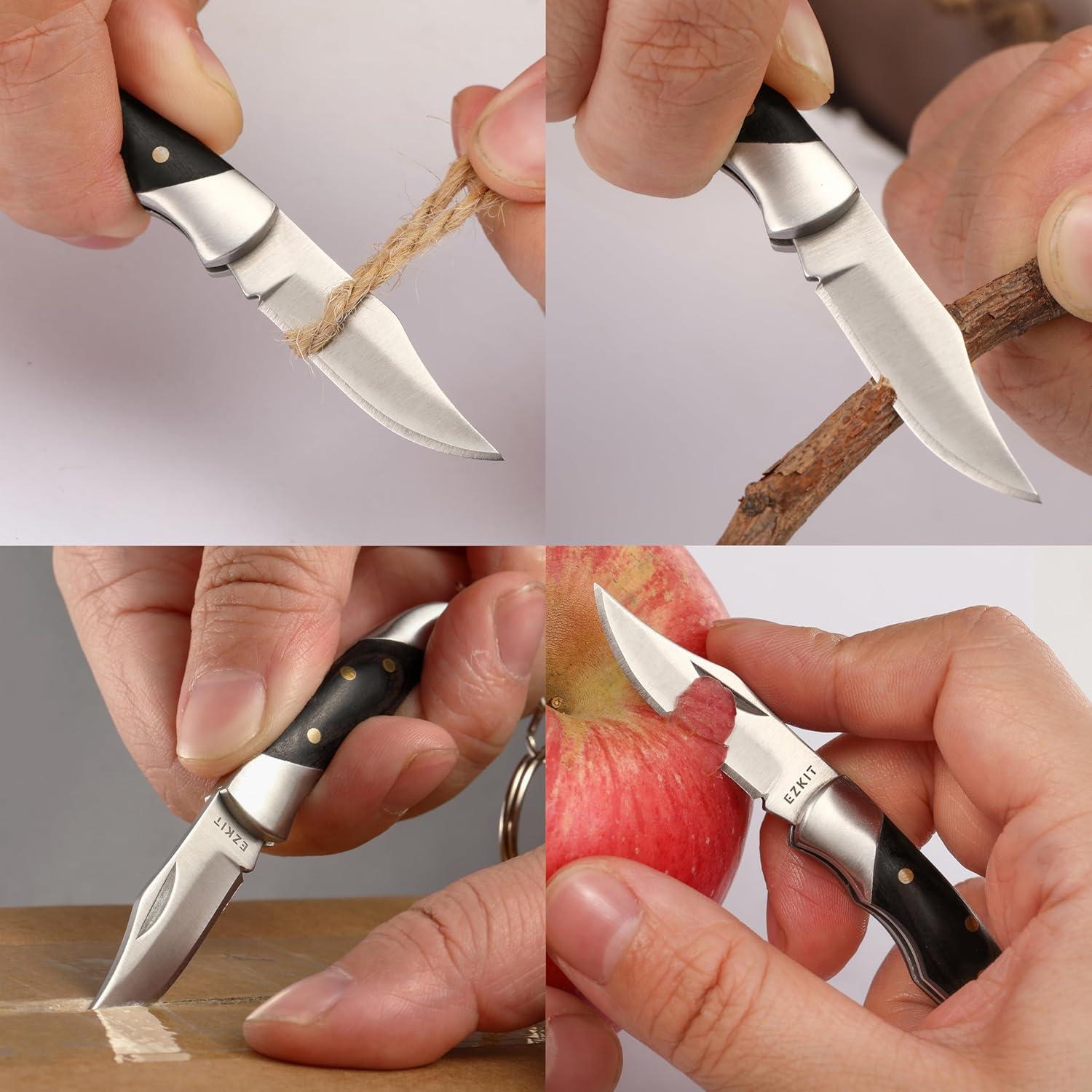 Cuchillo de bolsillo EZKIT 3.81 cm acero inoxidable y madera