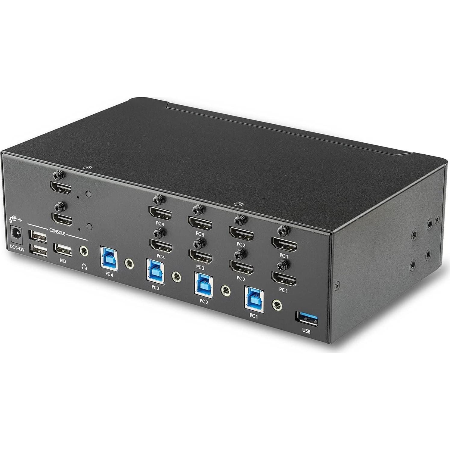 Conmutador KVM HDMI 4 Puertos StarTech 4K 30Hz con USB 3.0