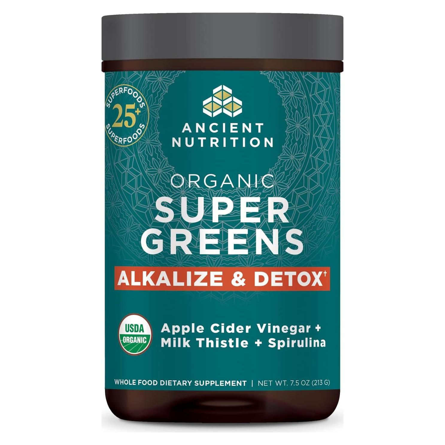 Polvo Supergreens Detox & Alkalize Ancient Nutrition 212g