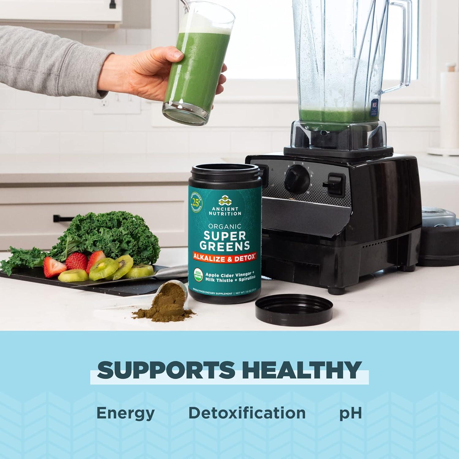 Polvo Supergreens Detox & Alkalize Ancient Nutrition 212g