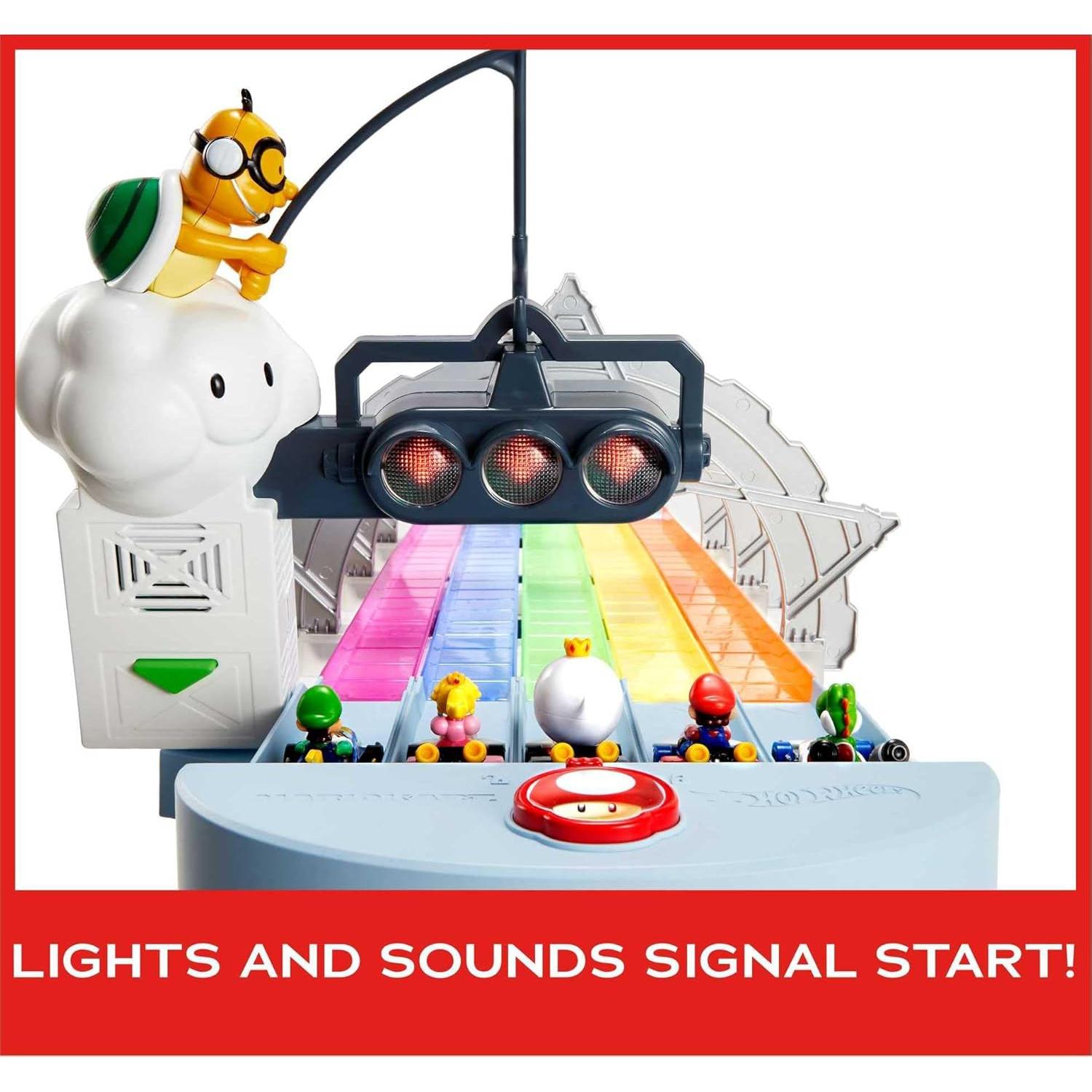 Set Pista Rainbow Road Hot Wheels Mario Kart 243 cm Luces Sonidos