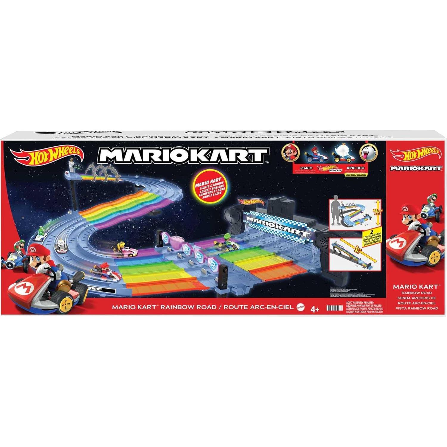 Set Pista Rainbow Road Hot Wheels Mario Kart 243 cm Luces Sonidos