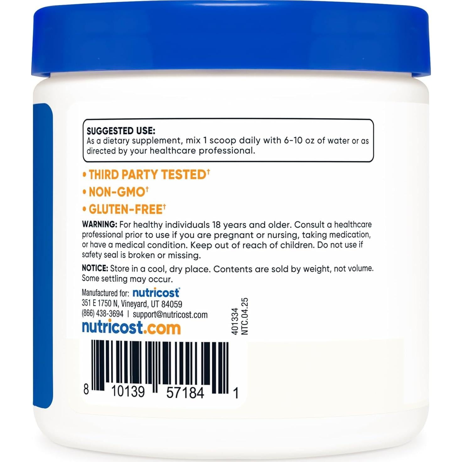 Polvo de Ácido Ascórbico Nutricost 226.8g - Vitamina C Pura