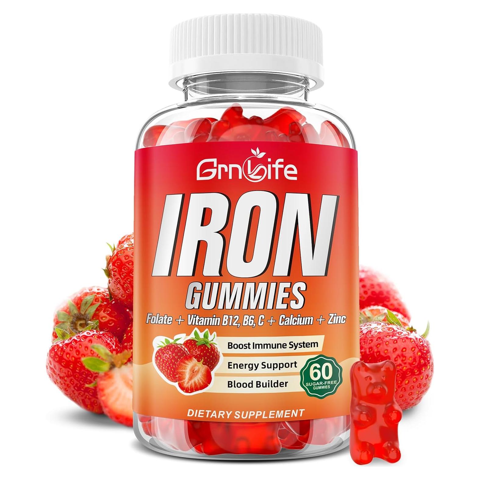 Gomitas de Hierro GrnLife 60 Unidades Sin Azúcar con Vitaminas