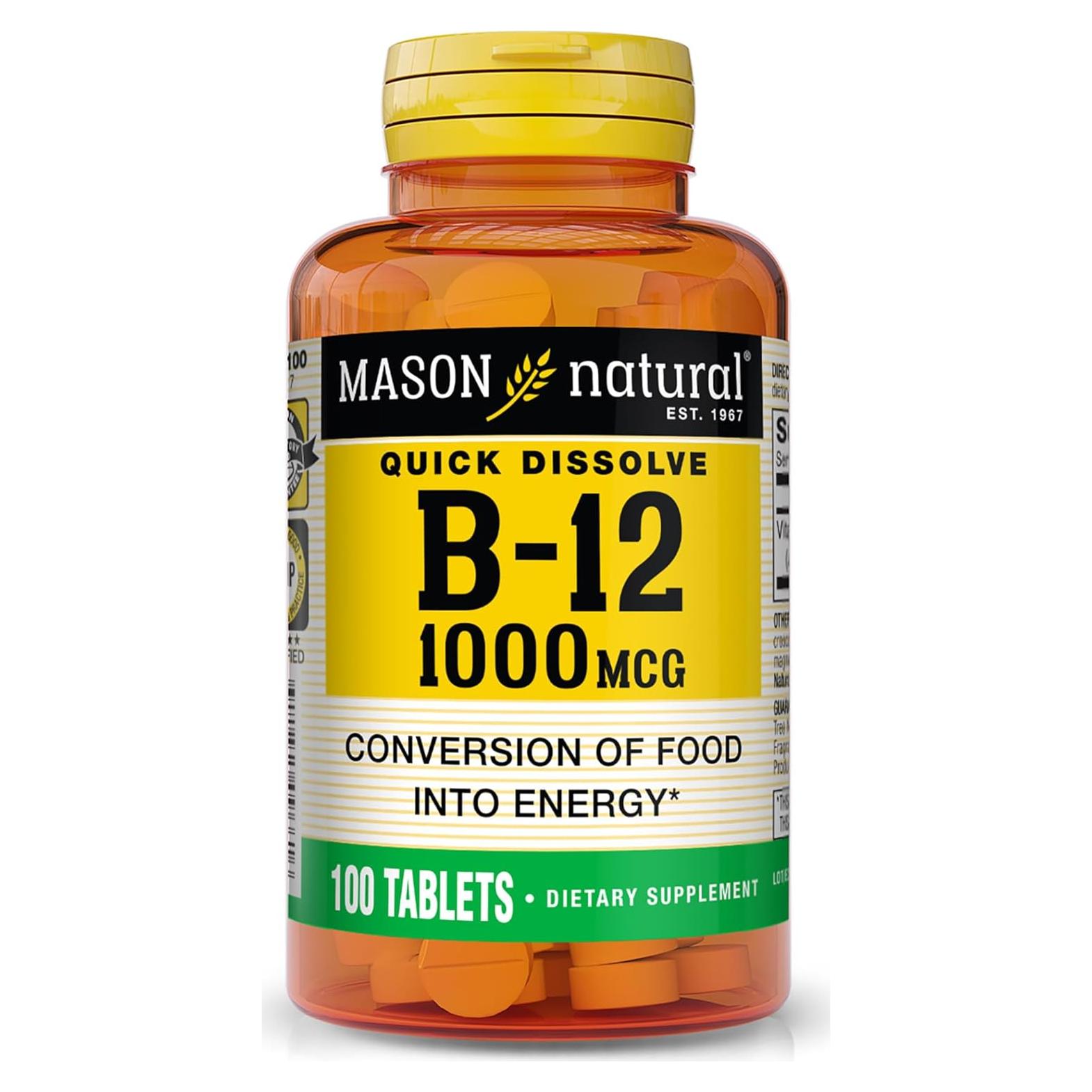 Vitamina B12 1000 mcg Mason Natural - 100 Tabletas Sublinguales