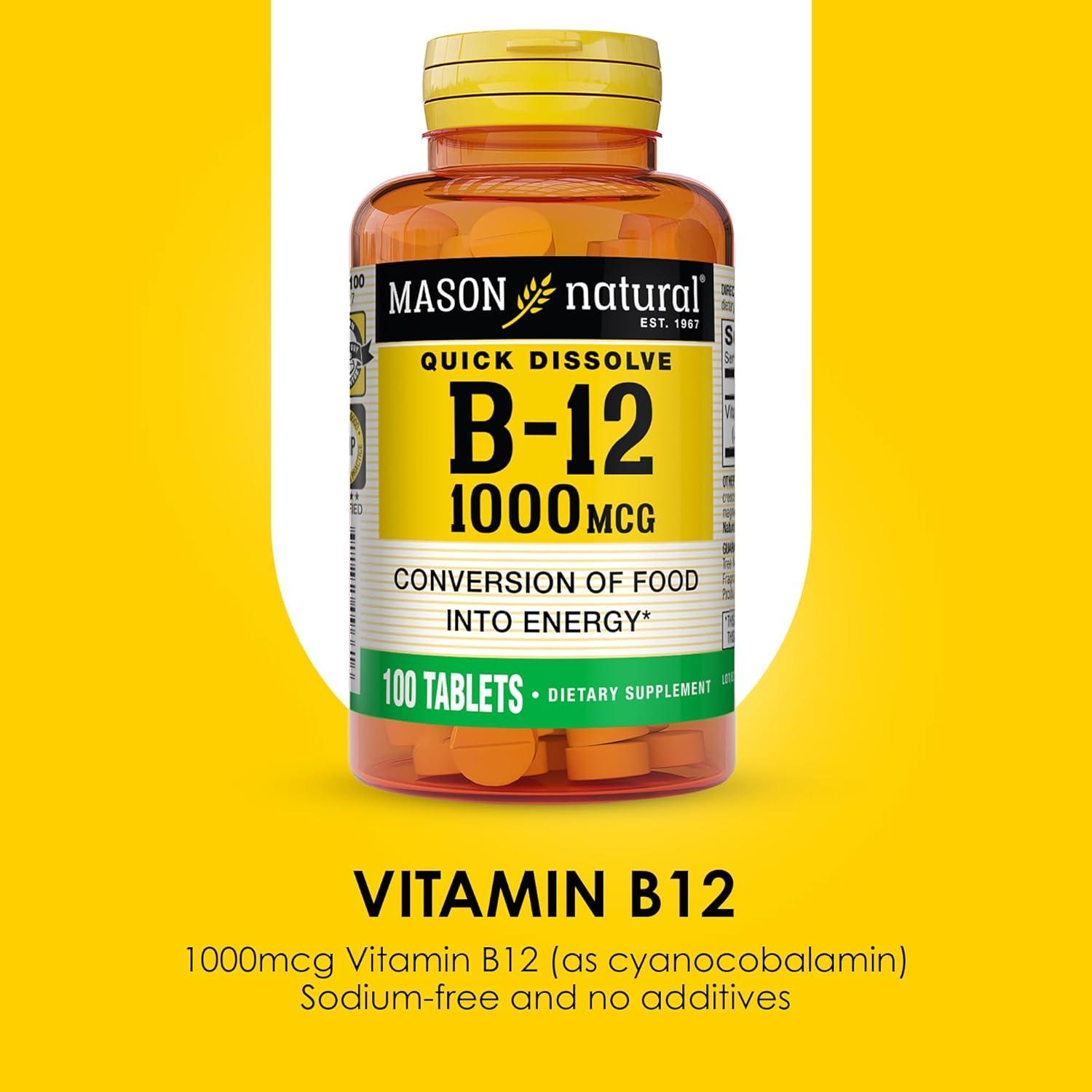 Vitamina B12 1000 mcg Mason Natural - 100 Tabletas Sublinguales