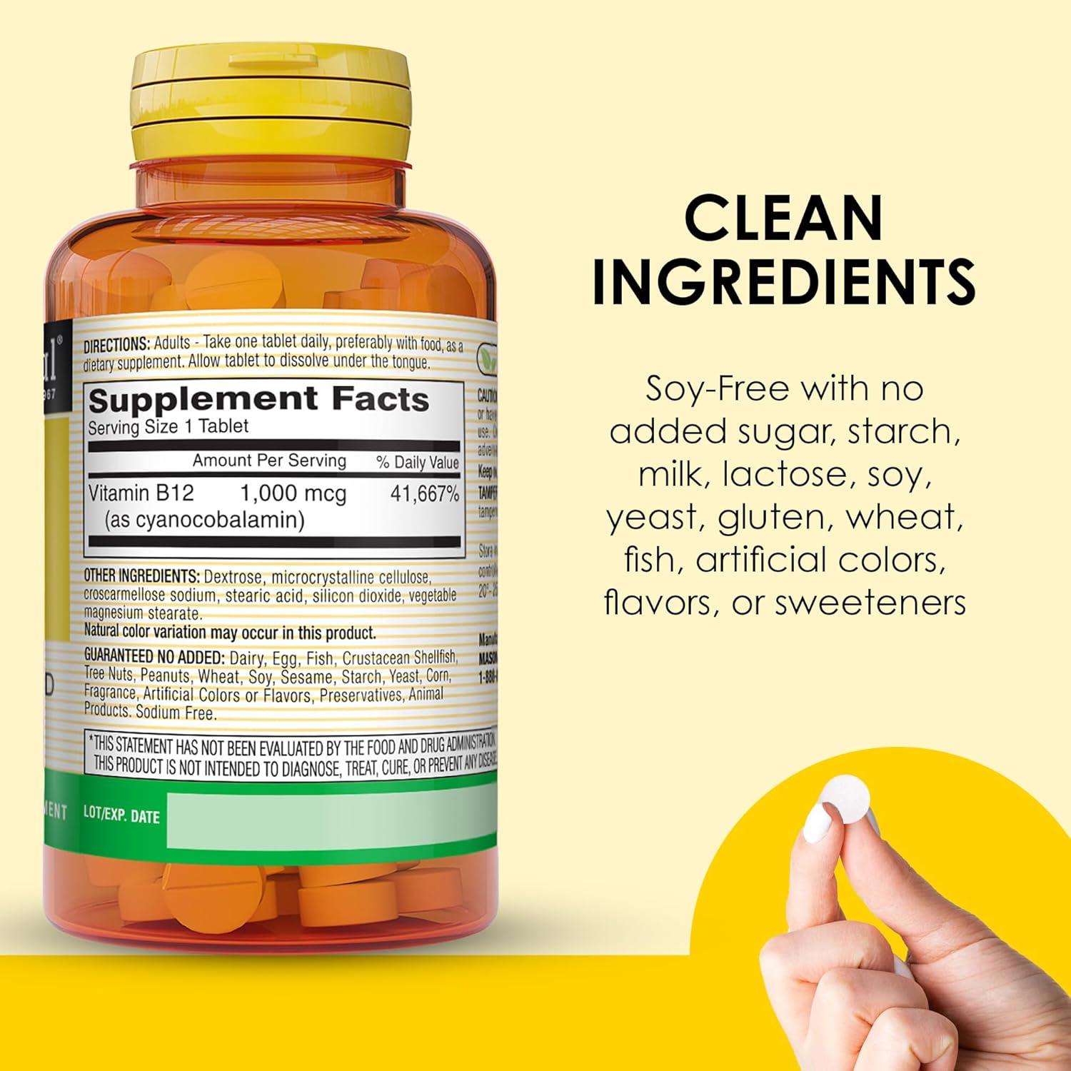 Vitamina B12 1000 mcg Mason Natural - 100 Tabletas Sublinguales