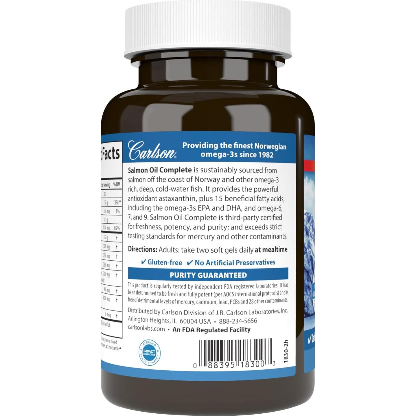 Carlson Aceite de Salmón 700 mg Omega-3s + Astaxantina 60 Gelatinas