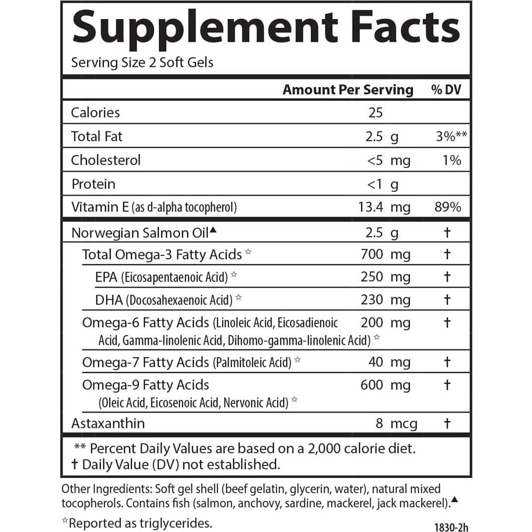 Carlson Aceite de Salmón 700 mg Omega-3s + Astaxantina 60 Gelatinas