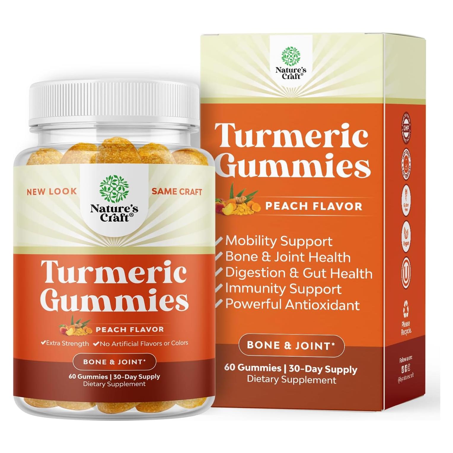 Gomitas de Cúrcuma Natures Craft 60 Unidades - Refuerzo Inmunológico